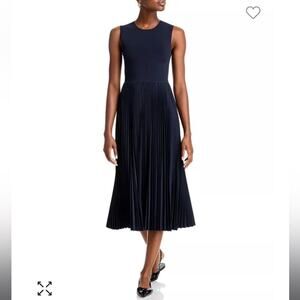 Theory Navy Pleated Combo Dress size Medium NWT Retails $595
